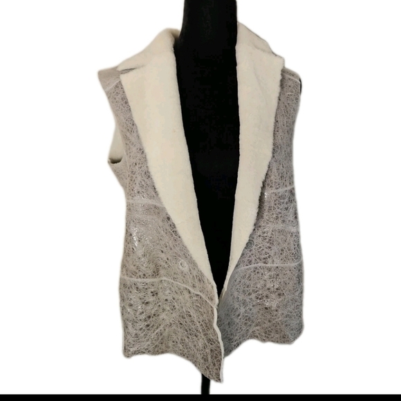 Fabiana Filippi Womens Green Gray Capo Reversible Shearling Designer Vest XXS - Picture 3 of 16